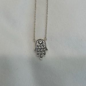 Silver heart Hand necklace